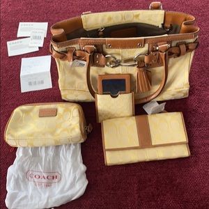 Sold Authentic Coach Signature Hampton Satchel 4 pc set